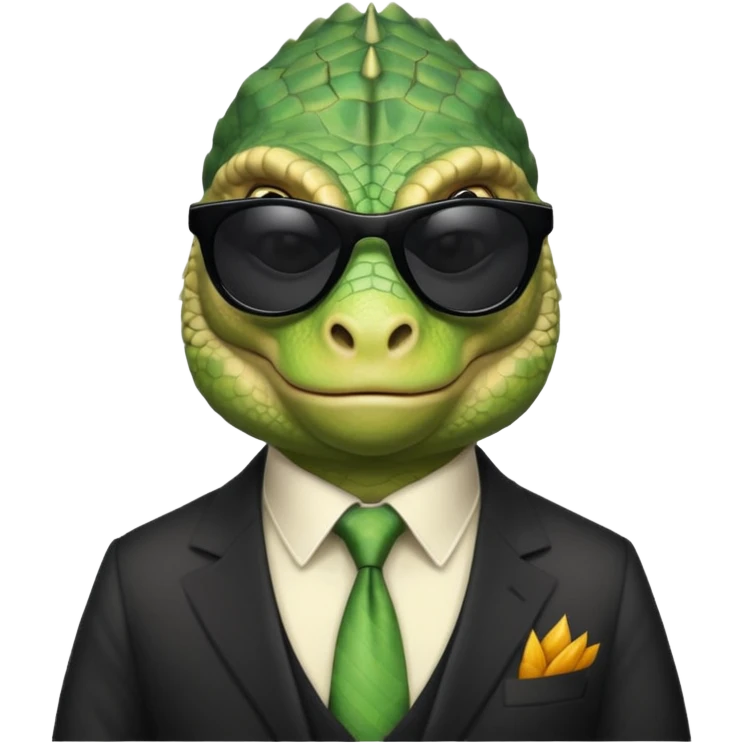 capitalist iguana banker godfather with black sunglasses satirical emoji