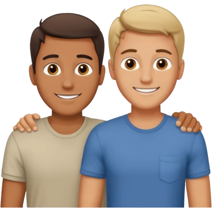 dos amigos hombres que comparten alquiler atrás en casa emoji