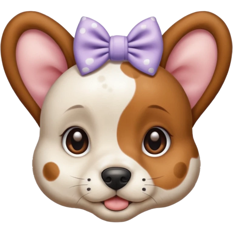 Winner puppy with spots and bows on her ears emoji