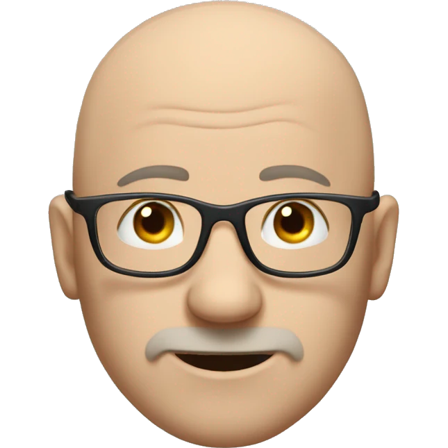 a bald man with blue eyes wearing glasses is naturo character emoji