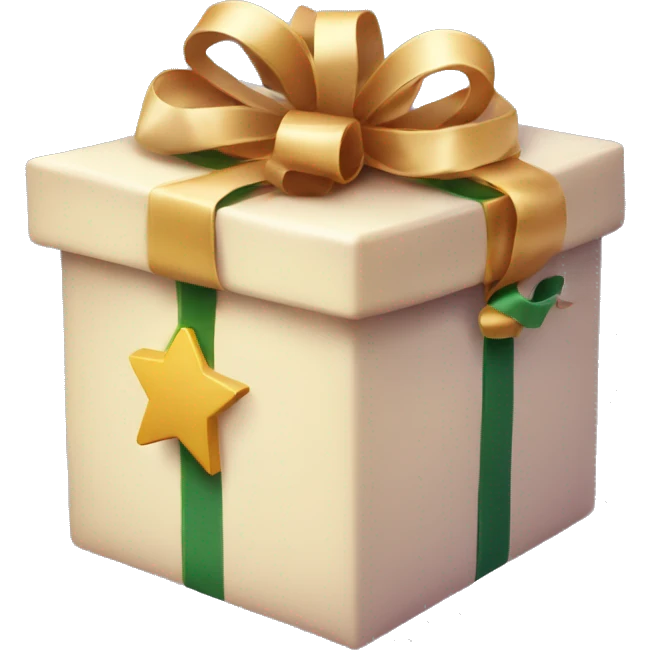 Advent box with stars and ribbon and bell emoji
