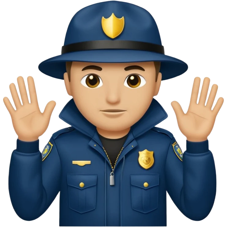Peux tu me faire un policier gangster avec une cagoule qui fait des doigts d’honneur  emoji