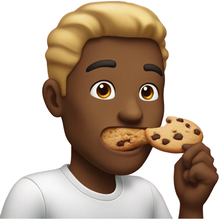 Man eating cookie emoji