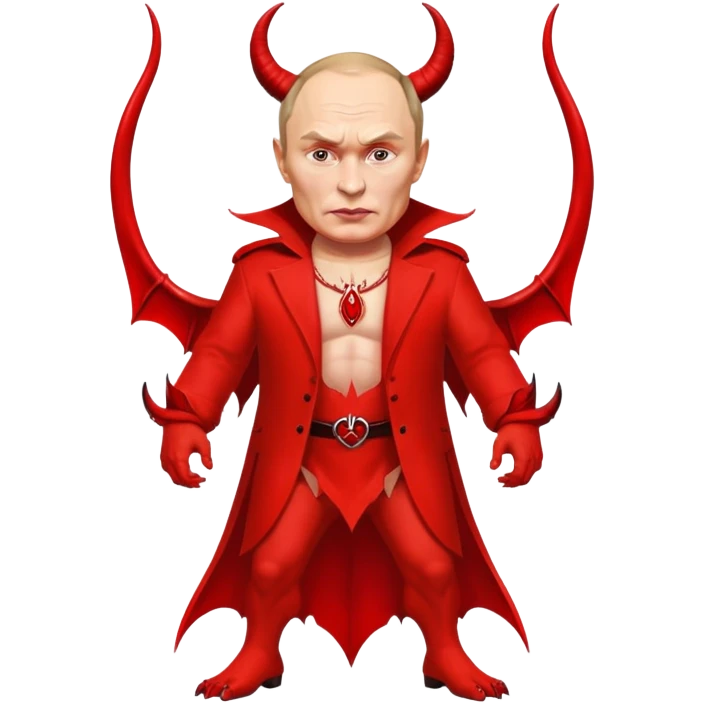 Putin as a devil, full body, detailed devil features emoji