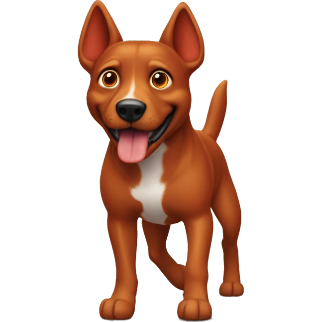solid red dog with pointed ears running emoji