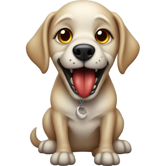Dog with vampire teethe emoji