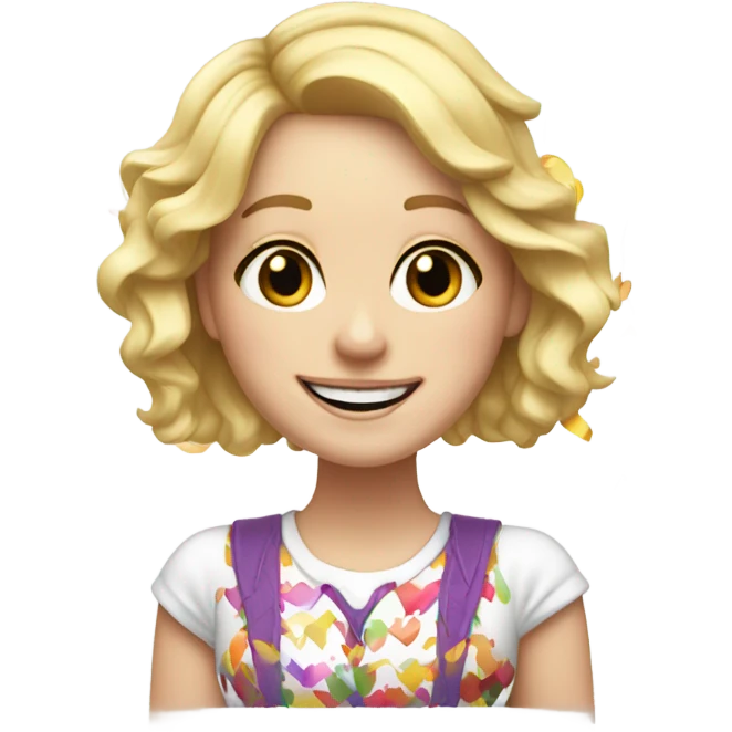 Blonde white girl celebrating emoji