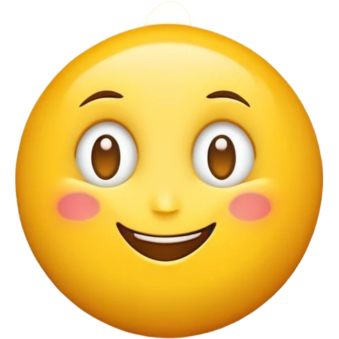 An emoji-style yellow face with a wide smile and two white heart-shaped eyes, expressing admiration or love emoji