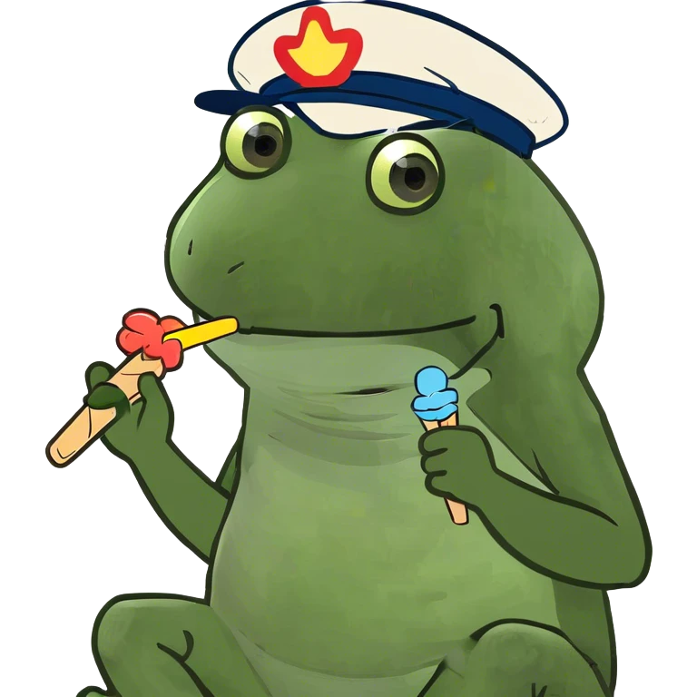wearing a propeller hat, eating a popsicle, sitting down, full body emoji
