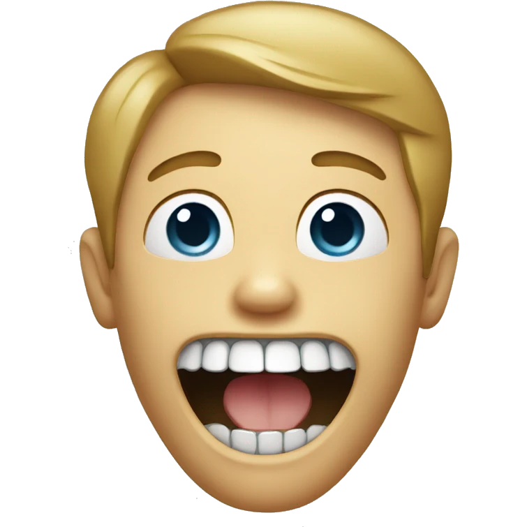 A boy having teeth like bottle opener emoji