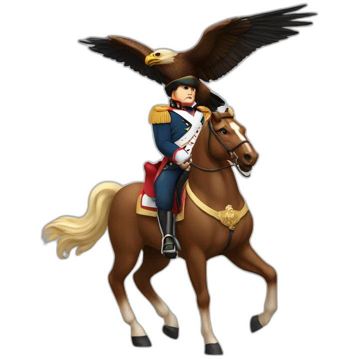 serious angry napoleon on horse hold golden eagle emoji