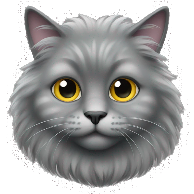 grey fluffy cat full body emoji