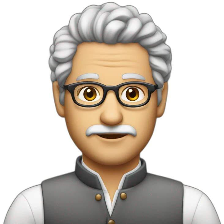Maestro de 40 años moreno con tupé y peinado con raya a un lado,  con un ipad en la mano emoji