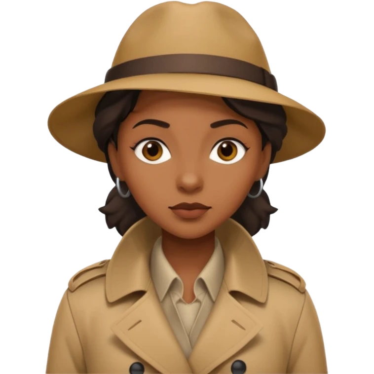 kahverengi trençkotlu kadın zenci dedektif  emoji