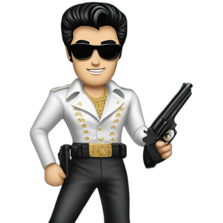 Posh spy elvis Presley with gun emoji