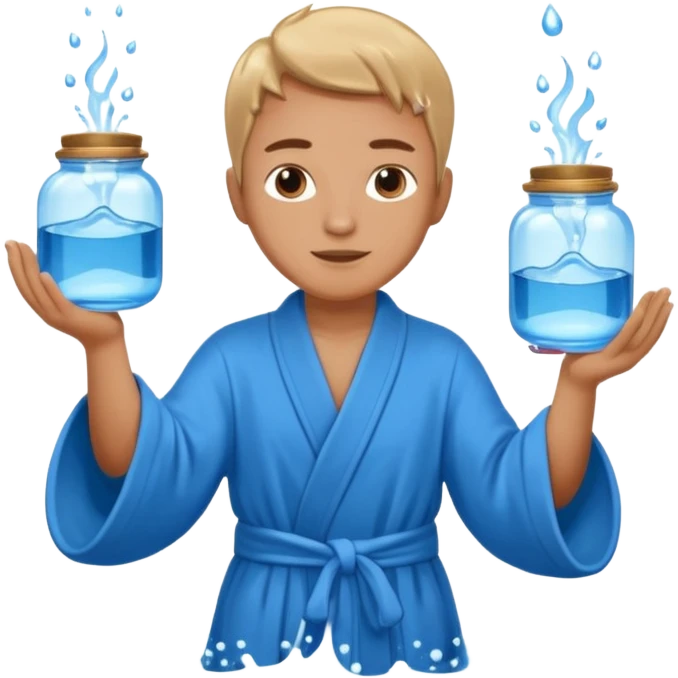 Water bearer holding do jars and spiking water inspired by aquarius sign emoji