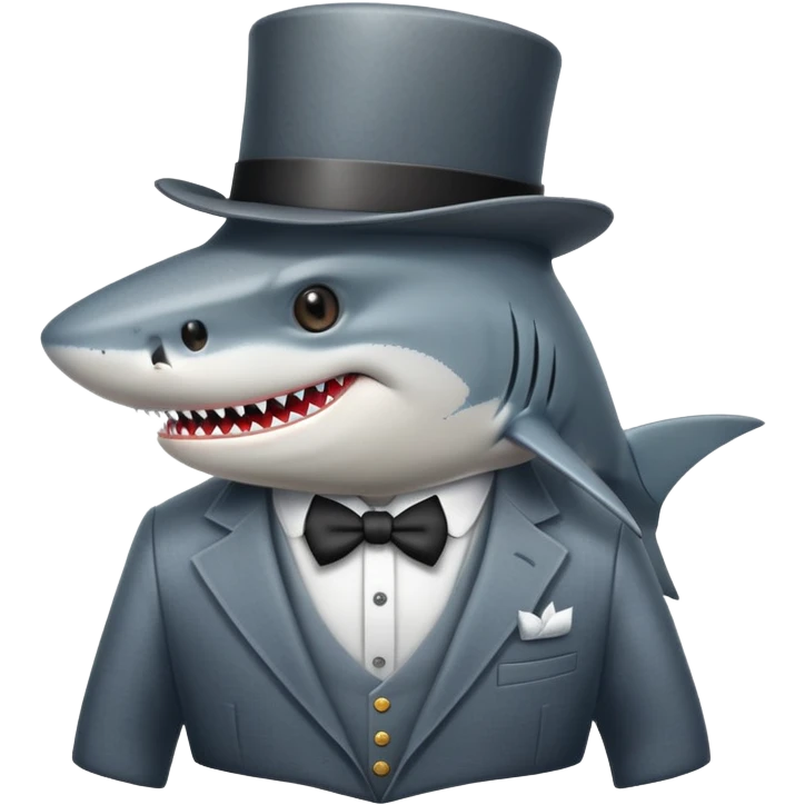 Shark with a top hat emoji