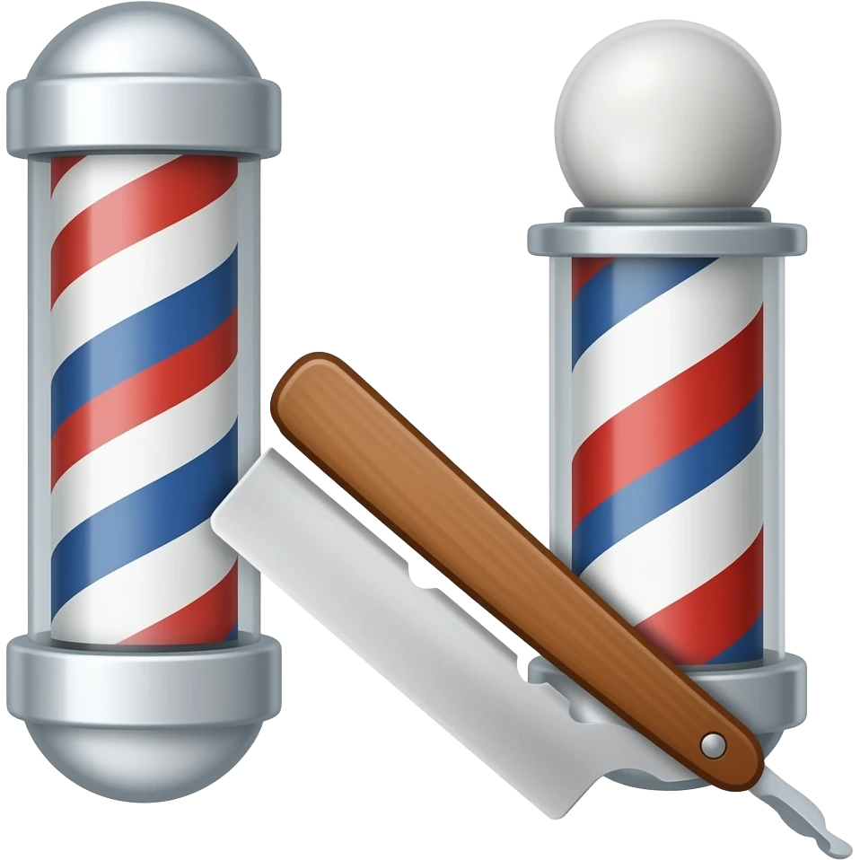 Barber machine and razor blade emoji