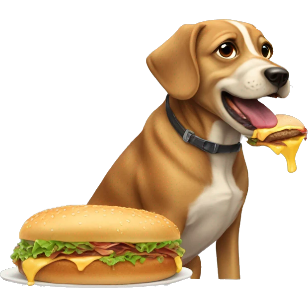 dog eating hambuguer emoji