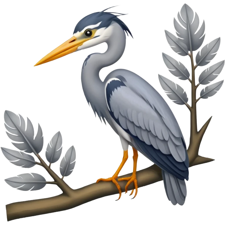 Grey Heron in a tree emoji