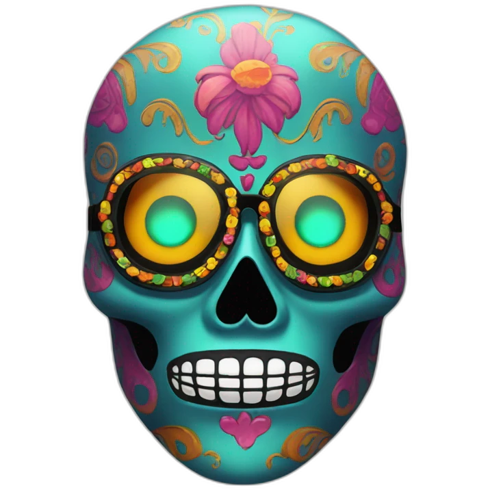 Colorful el muerte mask with black sunglasses on eyes emoji