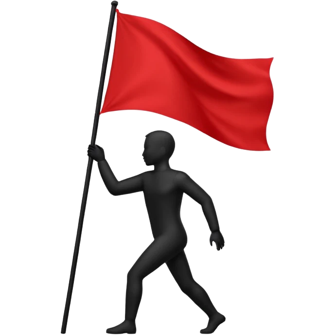 minimalist human silhouette holding a red flag emoji