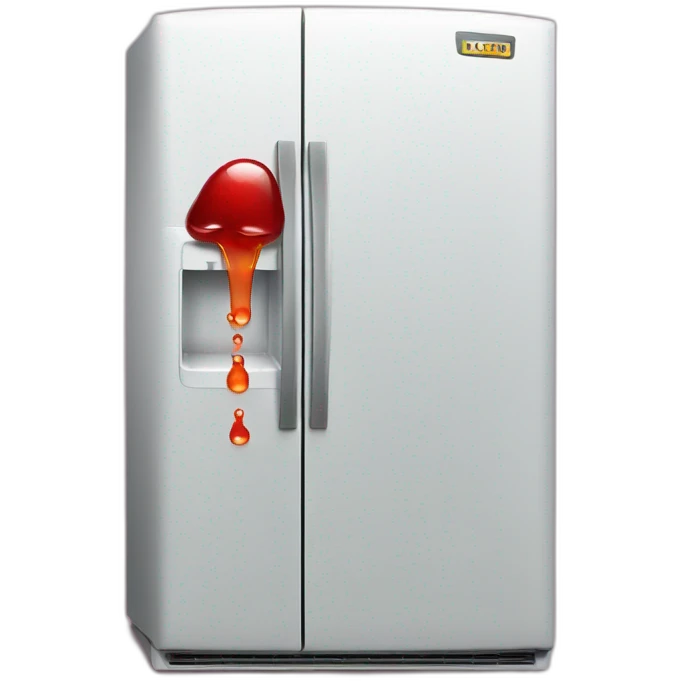 a refrigerator leaking red jelly emoji