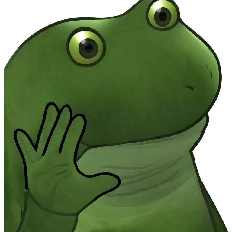 frog meme character waving hello emoji