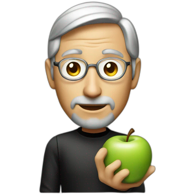 Steve Jobs holding an apple in his hand emoji