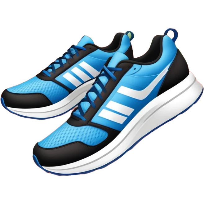 An icon featuring a pair of running shoes in the foreground on a red running track with white lane markings. The background showcases a grand stadium filled with cheering fans, bright floodlights, and a clear blue sky. Transparent background highlights the spirit of professional running. emoji