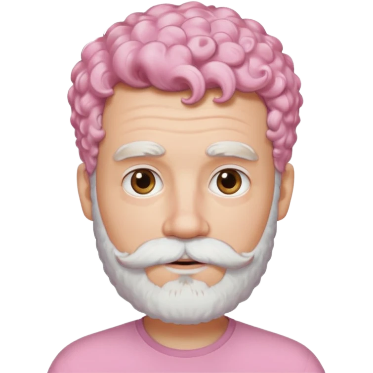 very white bearded and white mustached, pink short curly haired  emoji