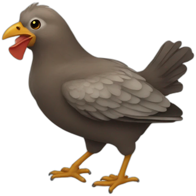a bird eating chicken emoji