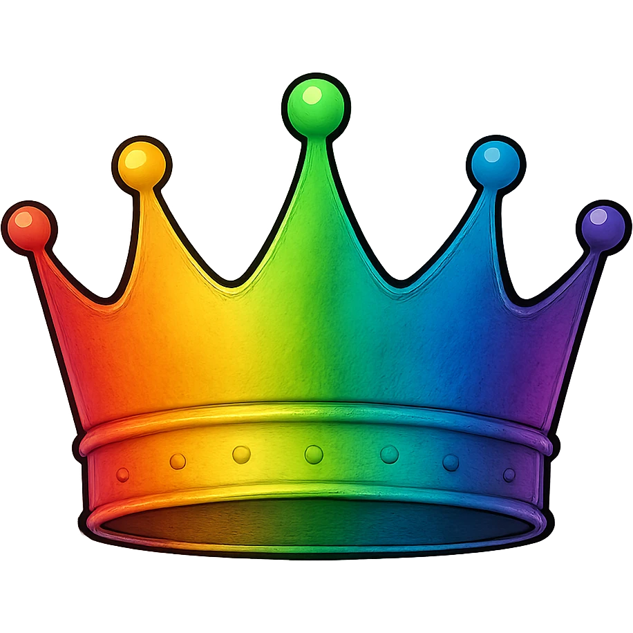 crown with a rainbow gradient emoji