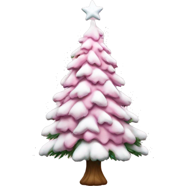 christmas tree with snow pink  emoji