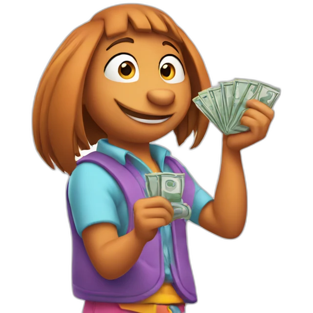 Swiper from dora holding some money emoji