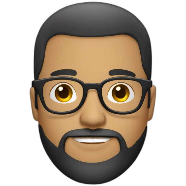 Bald latino 30 somethings with round glasses and beard emoji