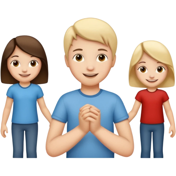 child holding hands with other figures emoji