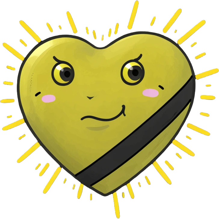 yellow heart with black stripes, pulsating with yellow energy particles emoji