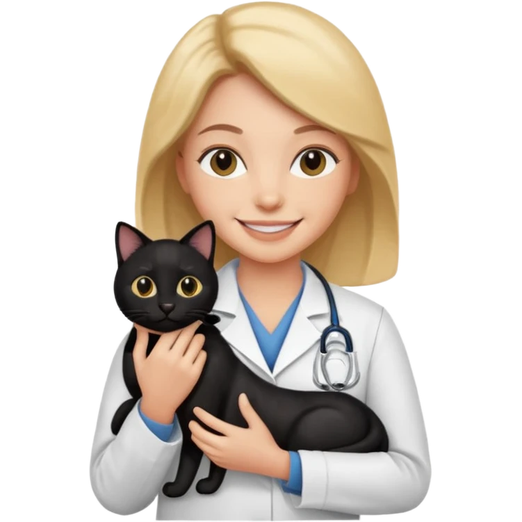 Veterinaria con un gato negro emoji