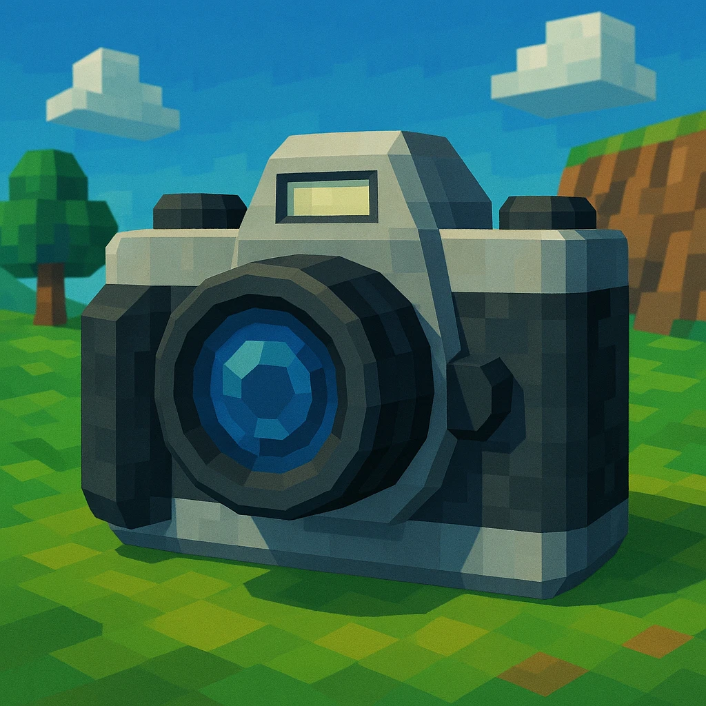 a camera, low poly 3d style, faceted and polygonal emoji