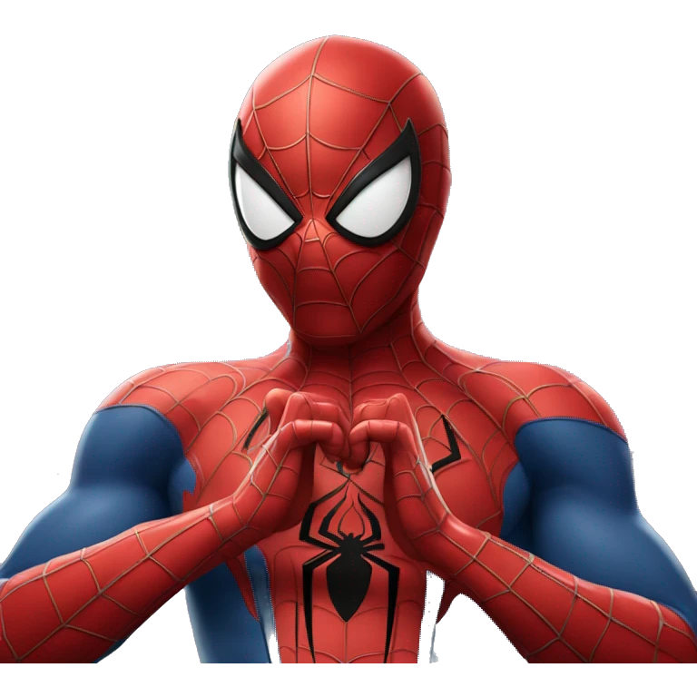 Spiderman making heart hands emoji