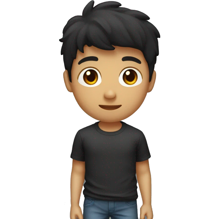 joven con pelo chino negro con playera del barcelona emoji