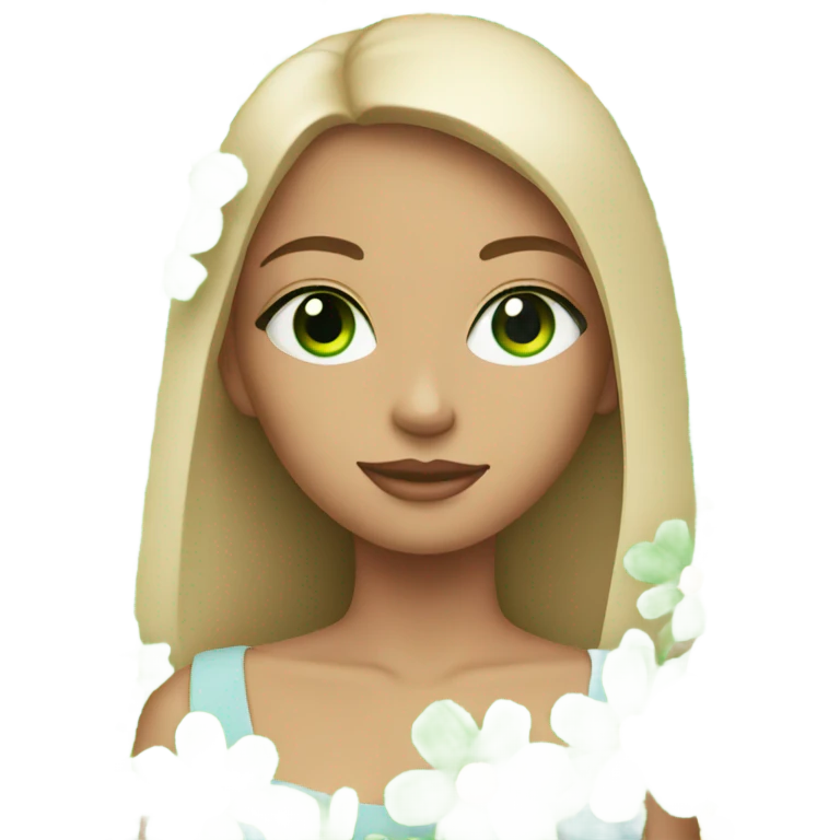 Green Eyed model with Flower emoji