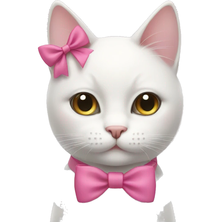 white cat with a pink bow emoji