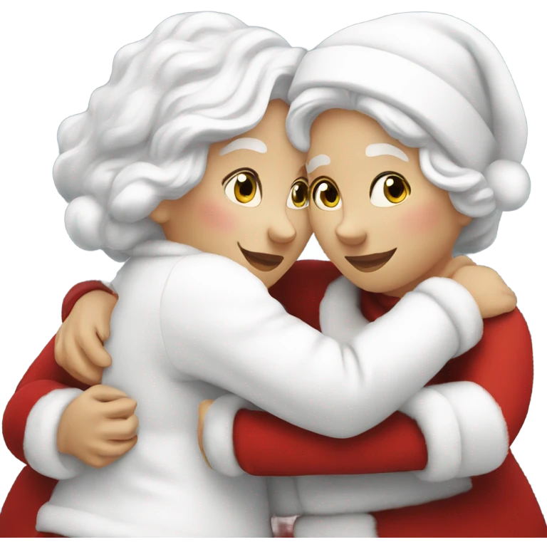 two white mrs claus hugging emoji