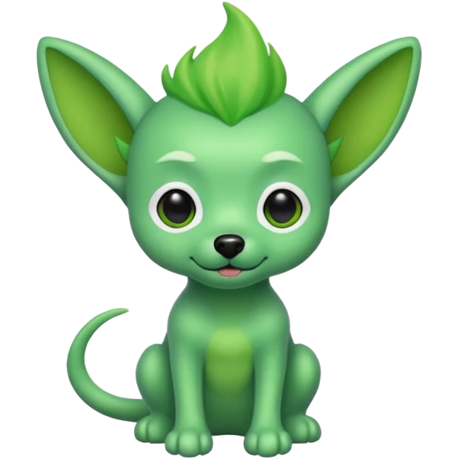 green haired alien dog with green skin emoji