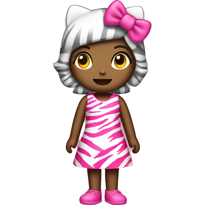 Hello Kitty with a pink zebra print dress emoji