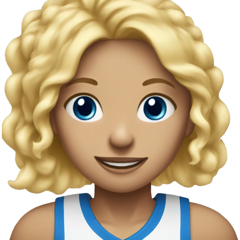 blonde girl blue eyes playing basketball emoji