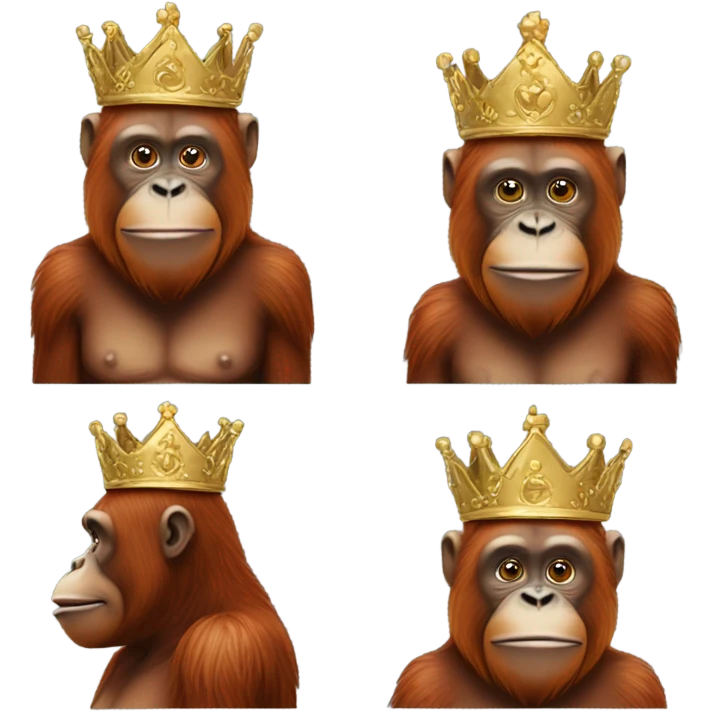 Orangutan wearing large golden crown emoji