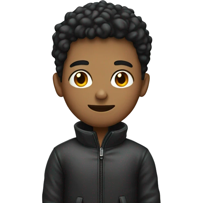 Boy in jacket with gloves emoji